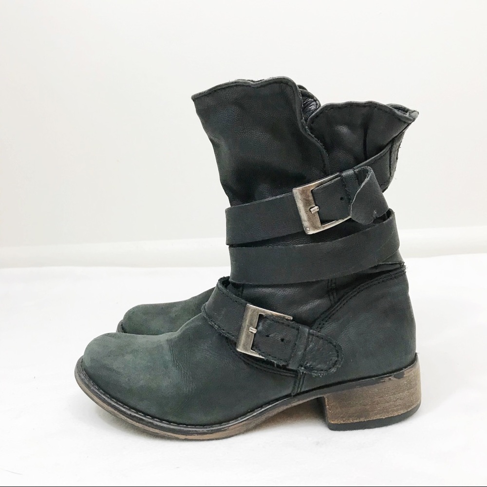 Steve Madden Brewzzer Leather Buckle Moto Booties